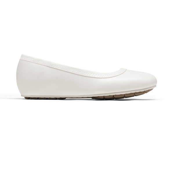 Low Wedge Round Toe Flat Shoes - WHITE PU - 2